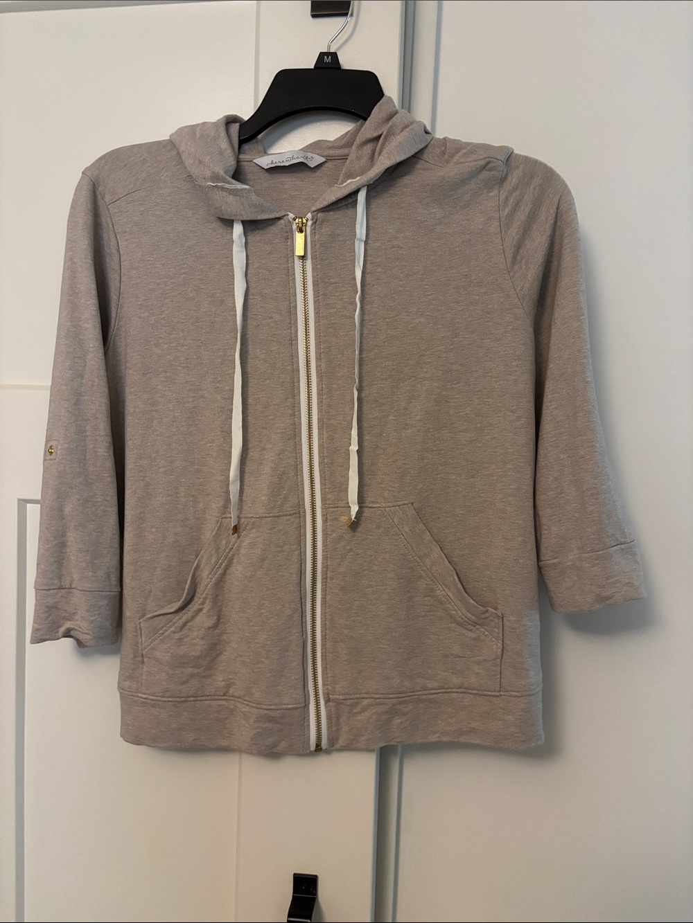 KEREN hart Taupe Zip-Front Hoodie Jacket